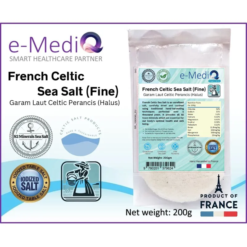 EMEDIQ FRENCH CELTIC SEA SALT 200G (HAND HARVESTED FINE)