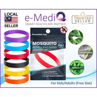 Anti Nyamuk Mosquito Repellent Bracelets (Flat) DEET-Free | Waterproof Eco-Friendly 儿童无毒防蚊贴 [Kids/Adults]
